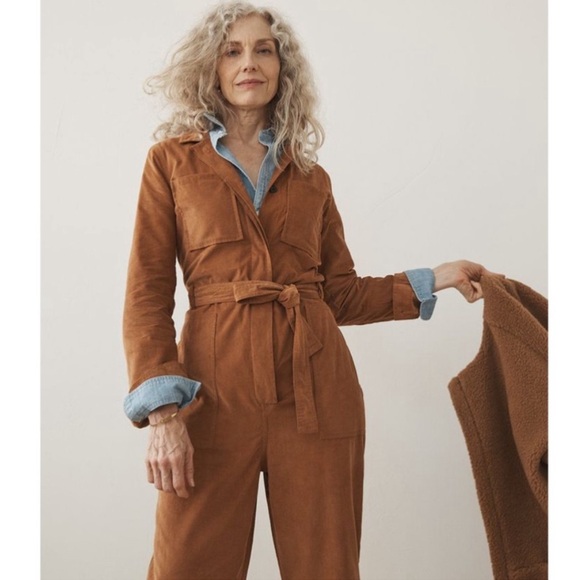 Madewell corduroy belted jumpsuit coveralls in Burnt Sienna - size 00 - Picture 3 of 7